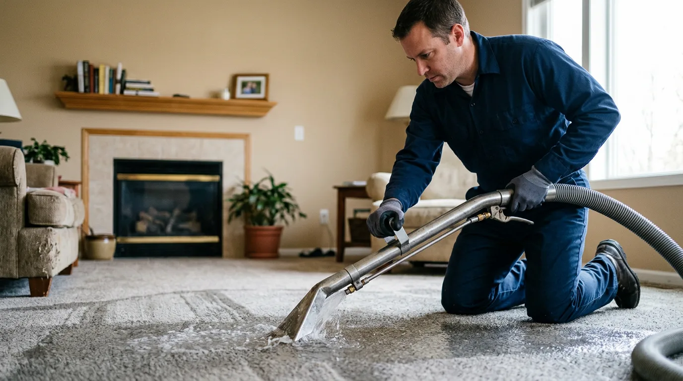 Water damage restoration technician working near Gonzales, TX